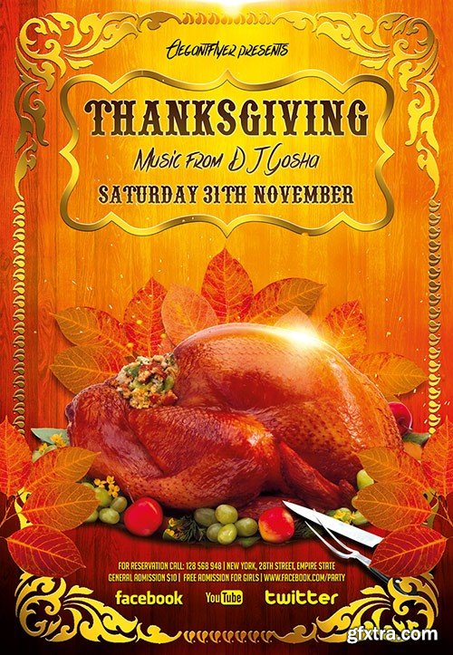 Thanksgiving Flyer PSD Template + Facebook Cover