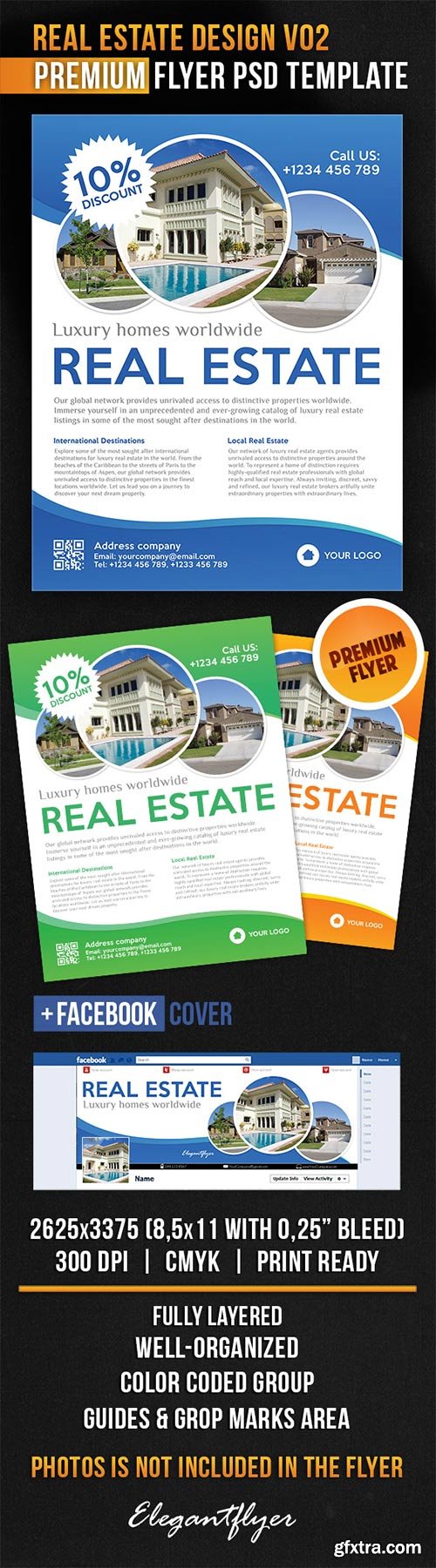 Real Estate Design V02 Flyer PSD Template + Facebook Cover