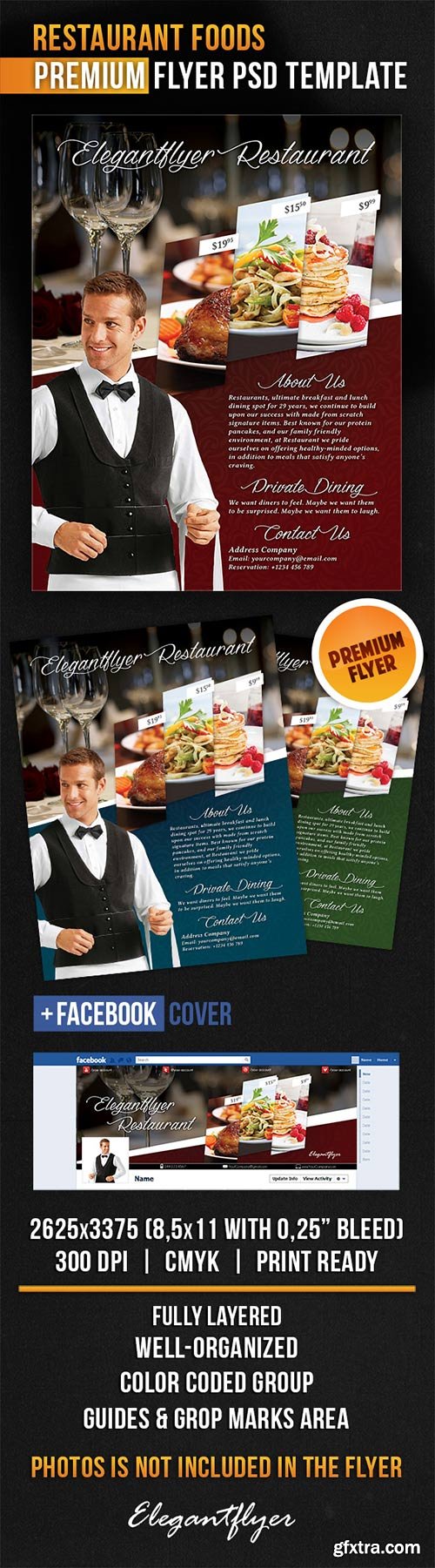 Restaurant Foods Flyer PSD Template + Facebook Cover