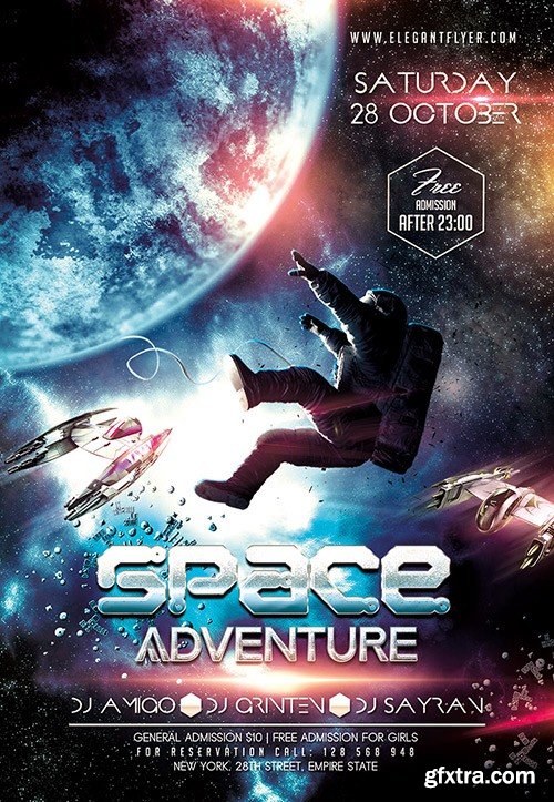 Space Adventure Flyer PSD Template + Facebook Cover