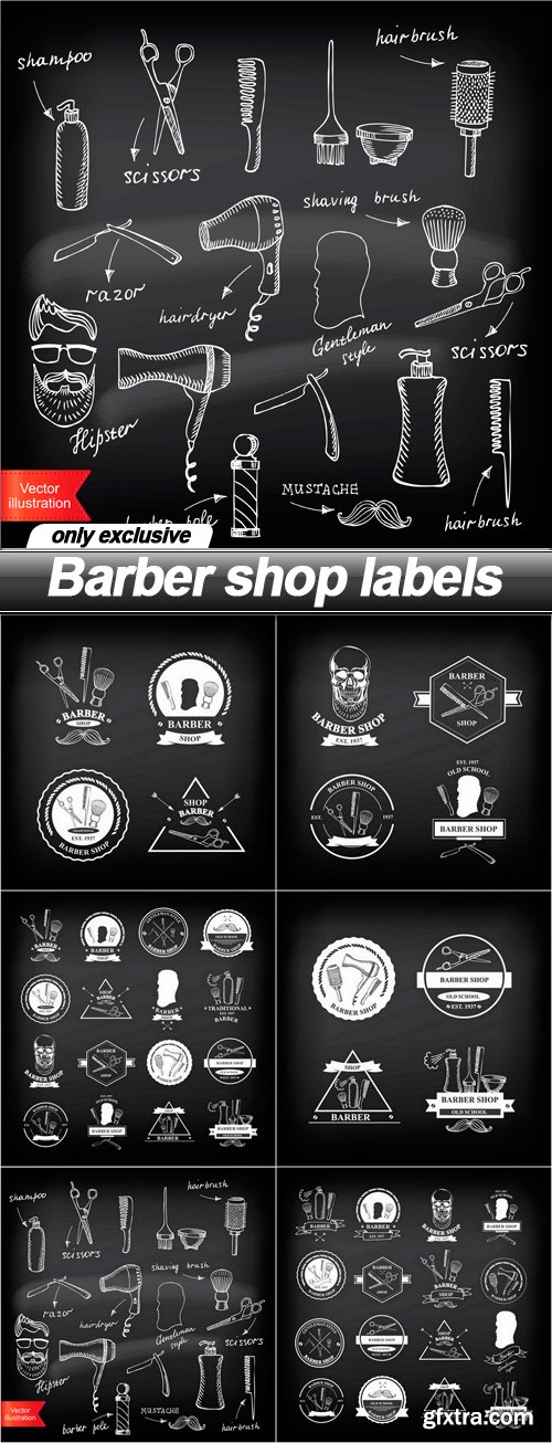 Barber shop labels - 6 EPS