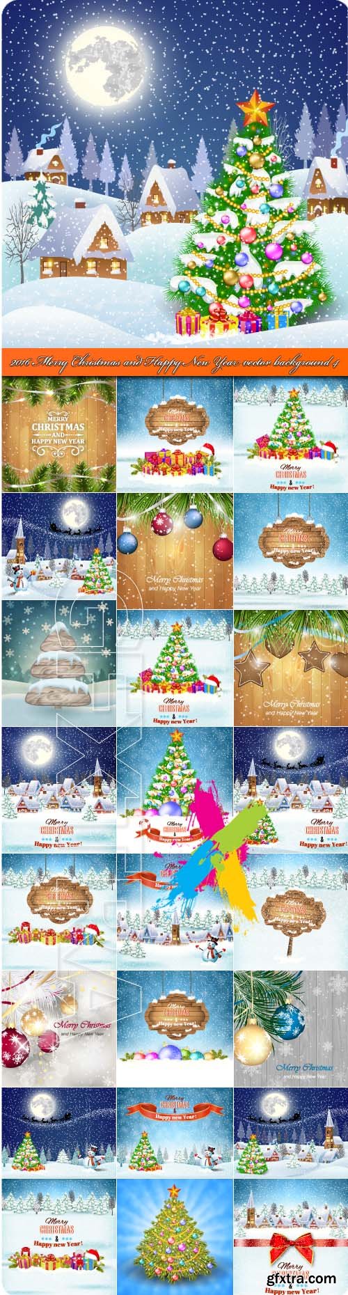 2016 Merry Christmas and Happy New Year vector background 4