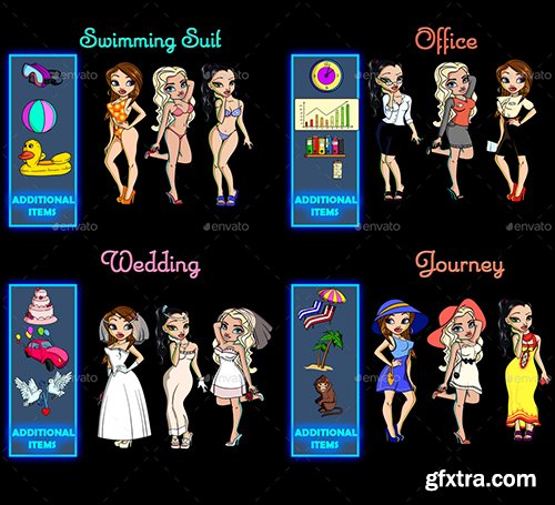 Graphicriver Various Mascot Girl Characters 13163439