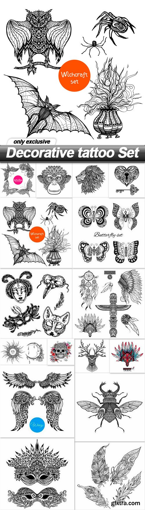 Decorative tattoo Set - 16 EPS