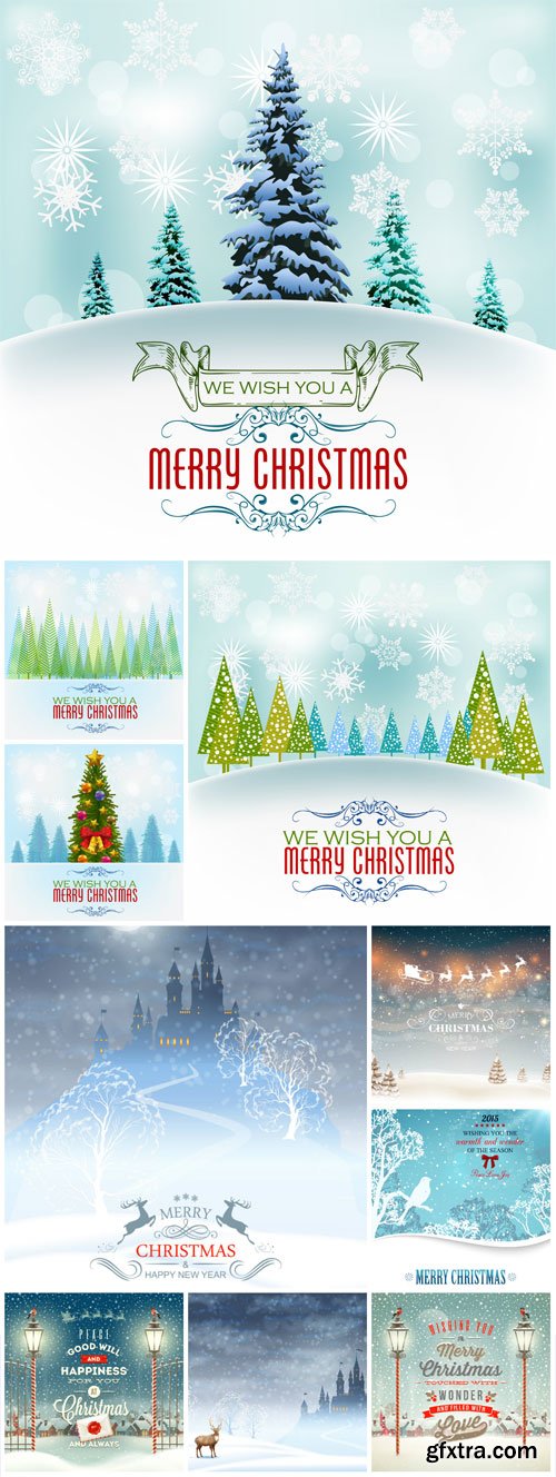 Christmas and New Year, vector winter background