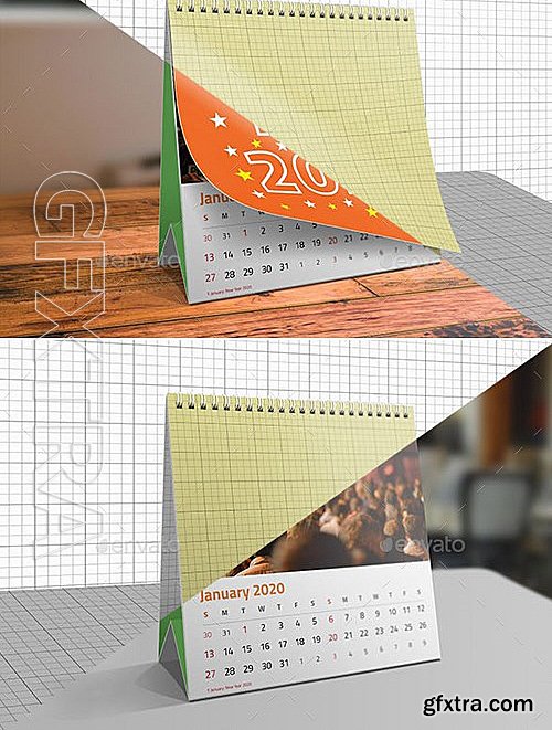 GraphicRiver - Square Desk Calendar Mock-ups 13209543