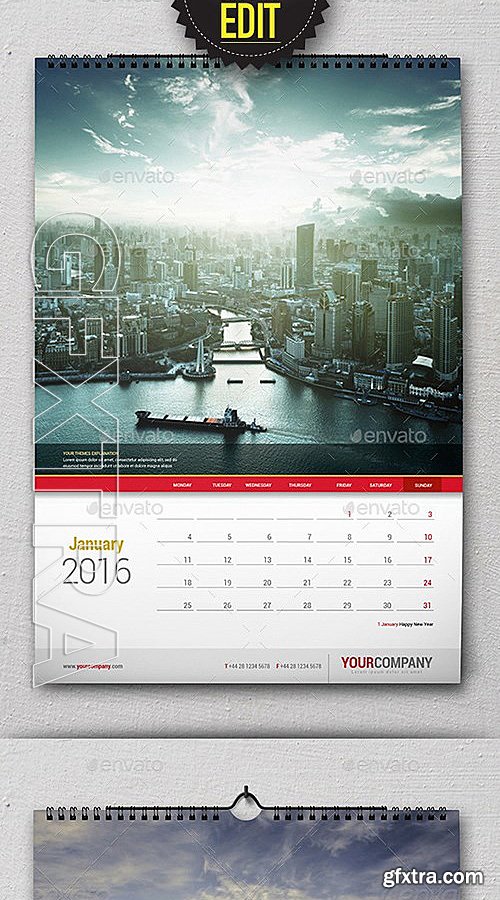 GraphicRiver - Wall + Desk Calendar 2016 13236673