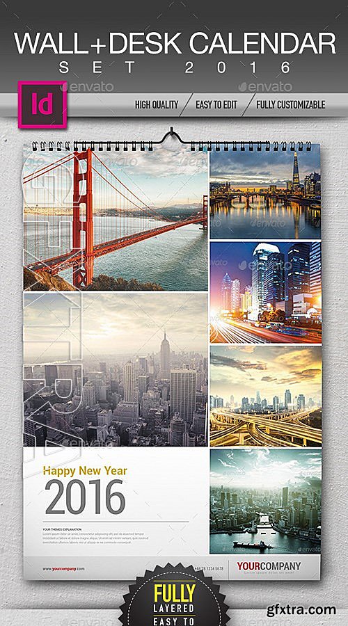 GraphicRiver - Wall + Desk Calendar 2016 13236673