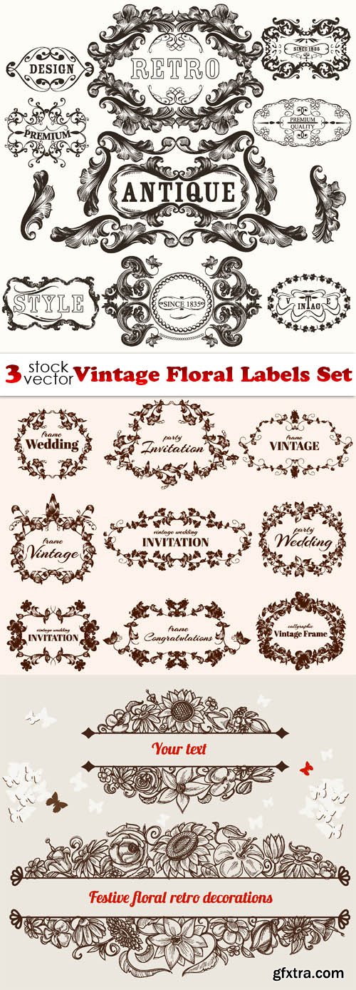 Vectors - Vintage Floral Labels Set