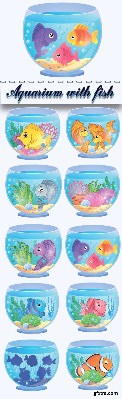 Aquarium with fish cartoon vector