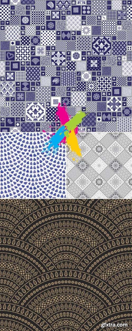 Ethnic Style Seamless Patterns Vector