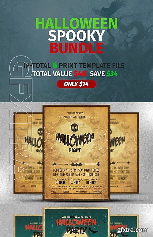 CM - Halloween Flyer Spooky Bundle 405746