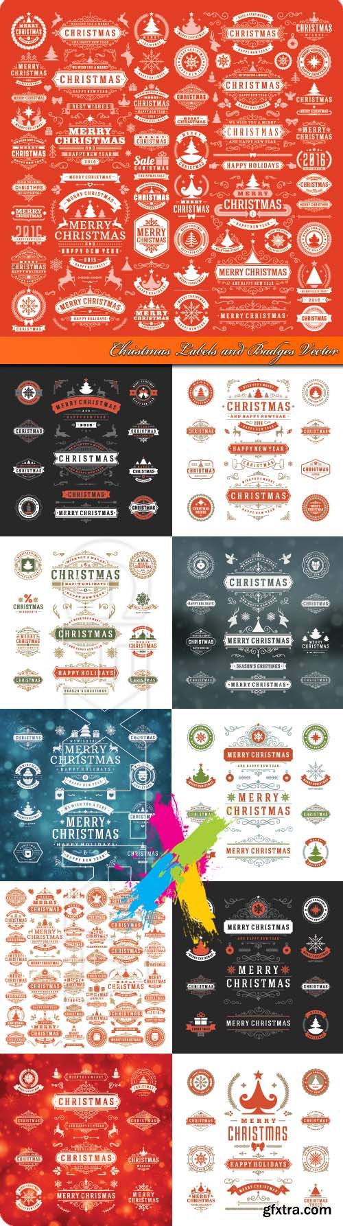 2016 Christmas Labels and Badges Vector