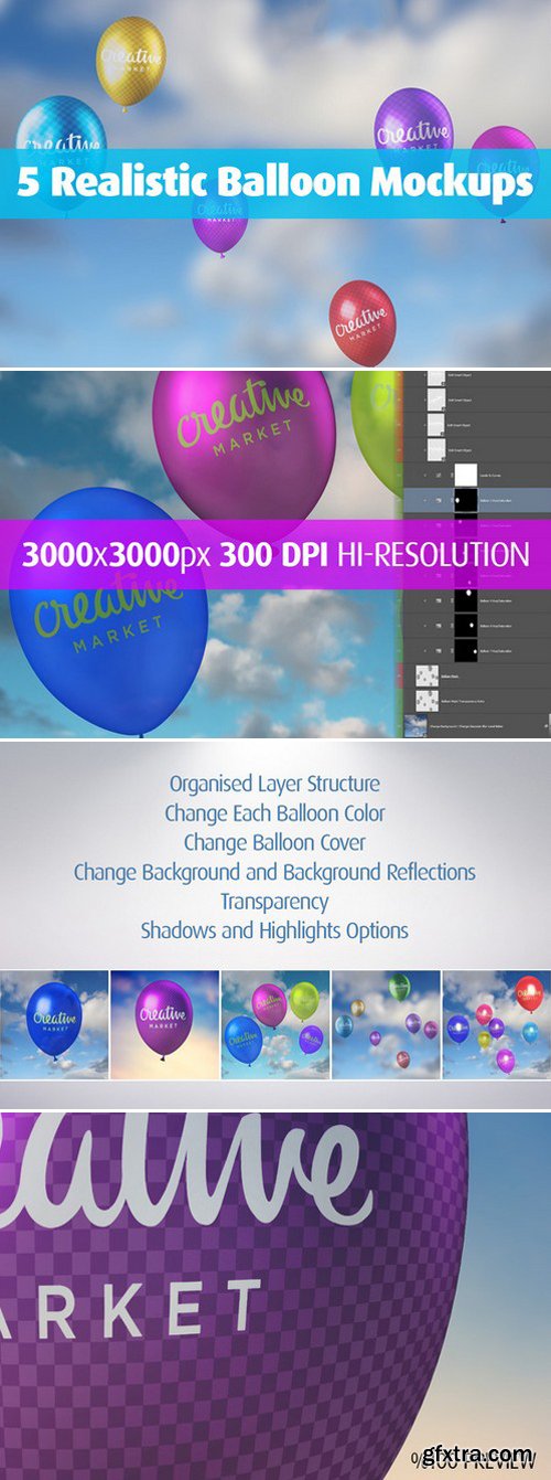 CM - 5 Realistic Balloon Mockups 405488