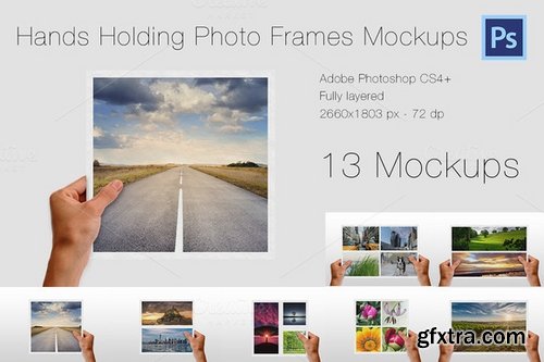 CM - Hands Holding Photo Frames Mockups 404459