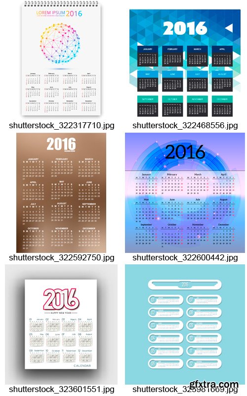 Amazing SS - 2016 Calendar Templates 2, 25xEPS