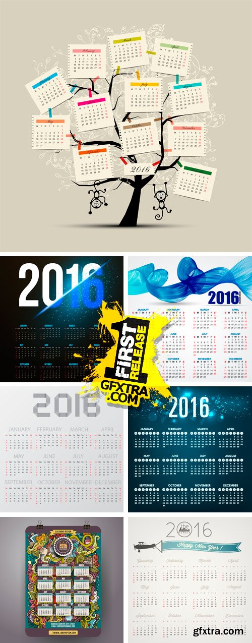 Amazing SS - 2016 Calendar Templates 2, 25xEPS