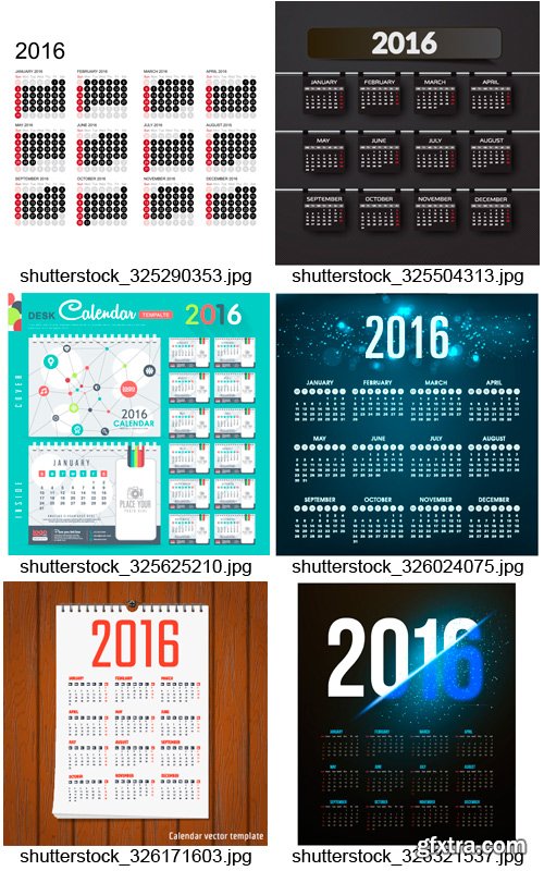 Amazing SS - 2016 Calendar Templates 2, 25xEPS