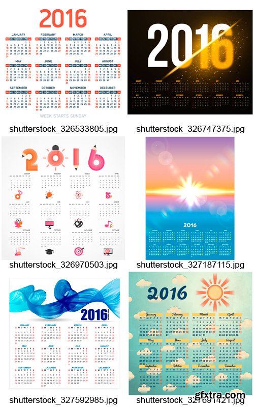 Amazing SS - 2016 Calendar Templates 2, 25xEPS