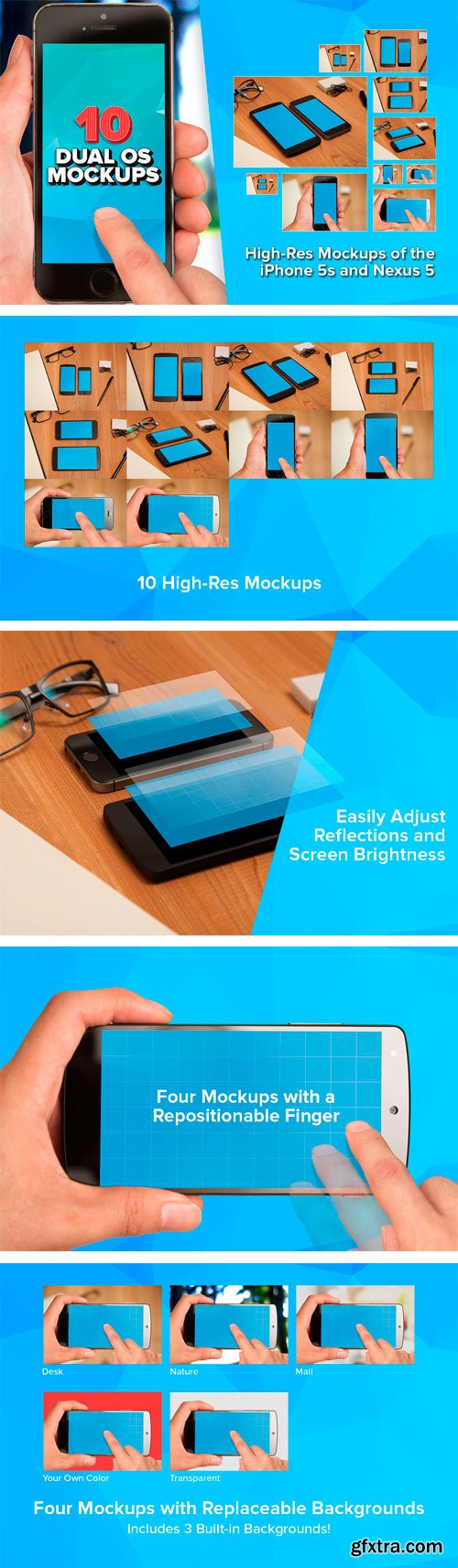 CM 56437 - 10 iPhone and Nexus 5 Mockups