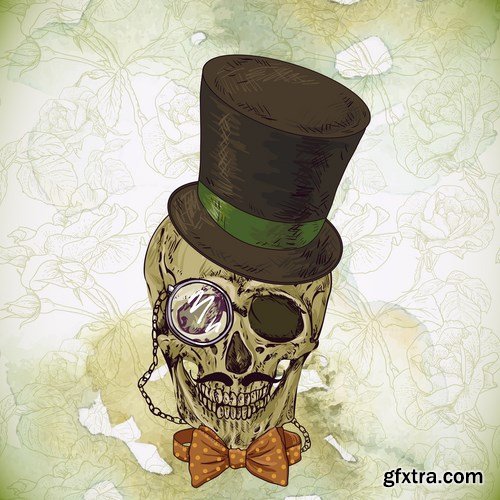 Skull and Flowers - 25 EPS