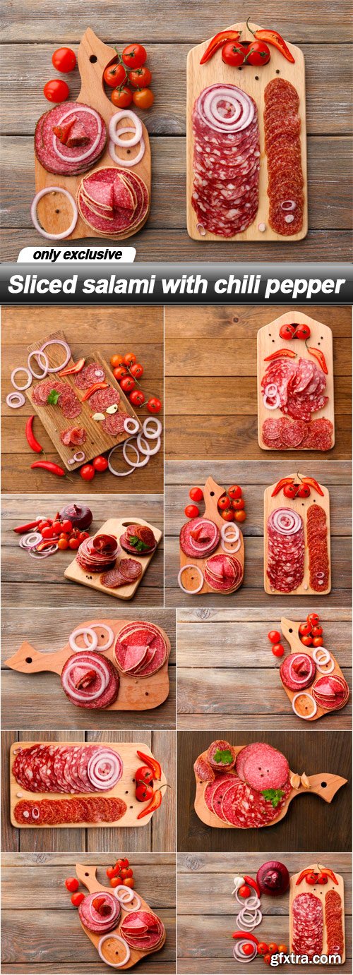 Sliced salami with chili pepper - 10 UHQ JPEG