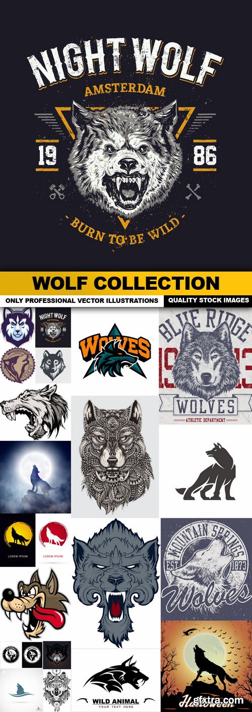 Wolf Collection - 20 Vector