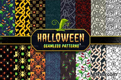 Halloween Seamless Patterns Set 3