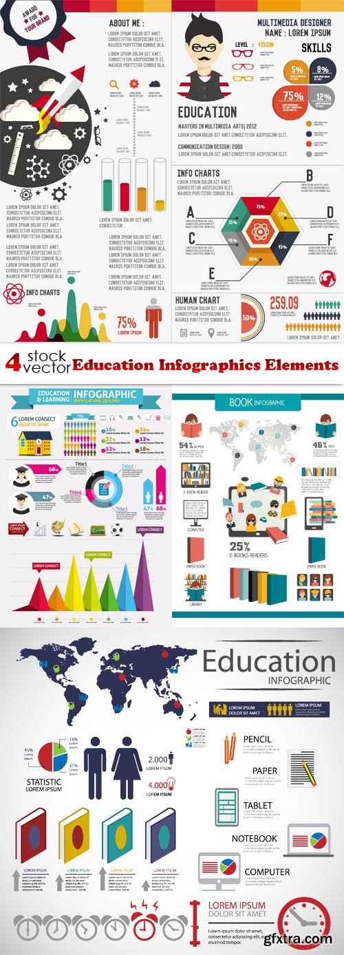 Vectors - Education Infographics Elements