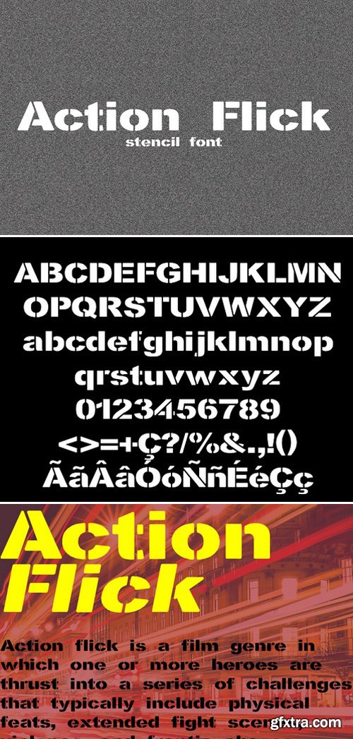 CM - Action Flick stencil font 407847