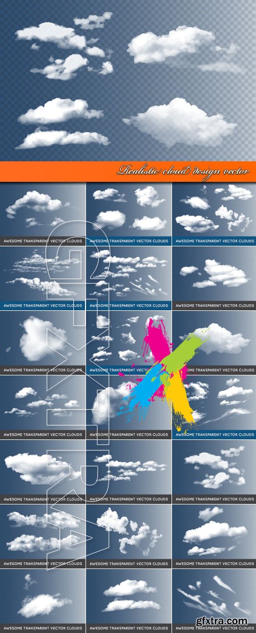 Realistic cloud design vector