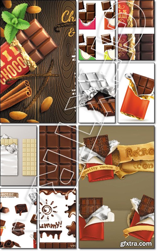 Collection of chocolate bars - Vector