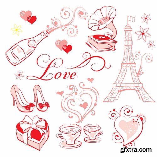 Calligraphy for Valentines day cards decorations - 25 Eps