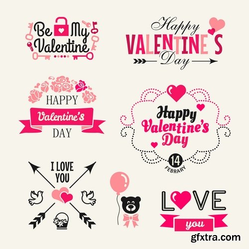 Calligraphy for Valentines day cards decorations - 25 Eps