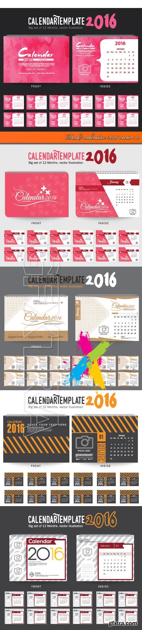 Desk calendar 2016 vector 10