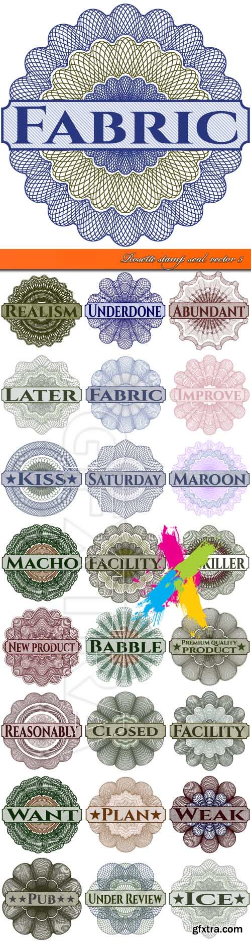 Rosette stamp seal vector 5