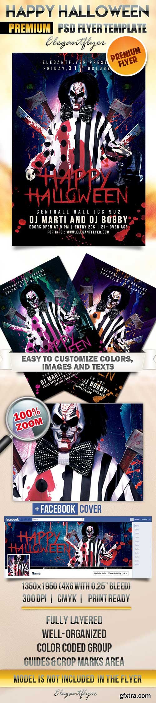 Happy Halloween Flyer PSD Template + Facebook Cover