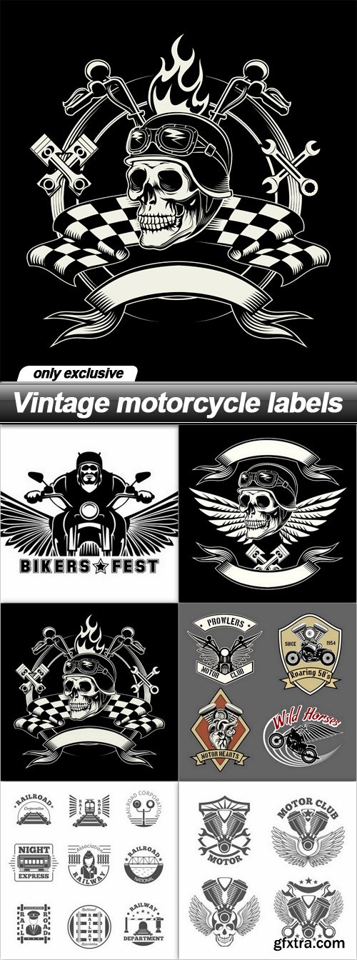 Vintage motorcycle labels - 6 EPS