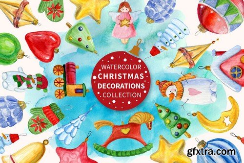 CM - Watercolor Christmas decorations set -