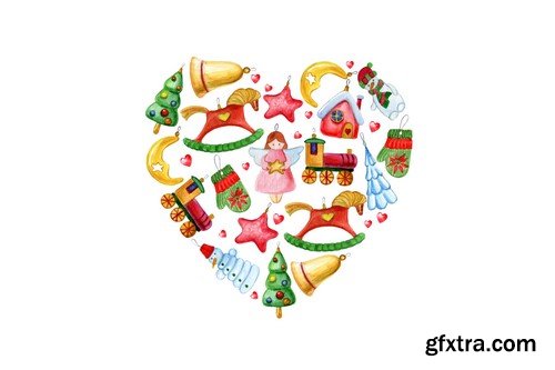 CM - Watercolor Christmas decorations set -