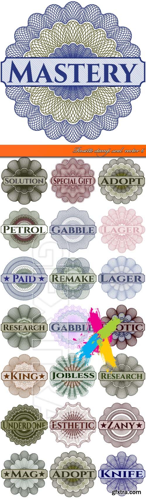 Rosette stamp seal vector 6