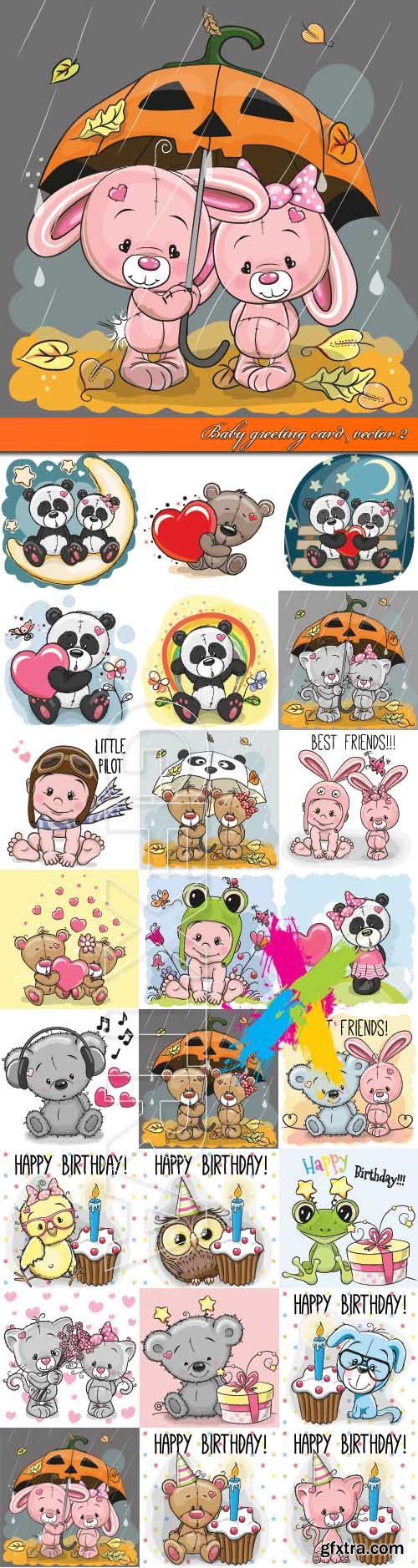 Baby greeting card vector 2