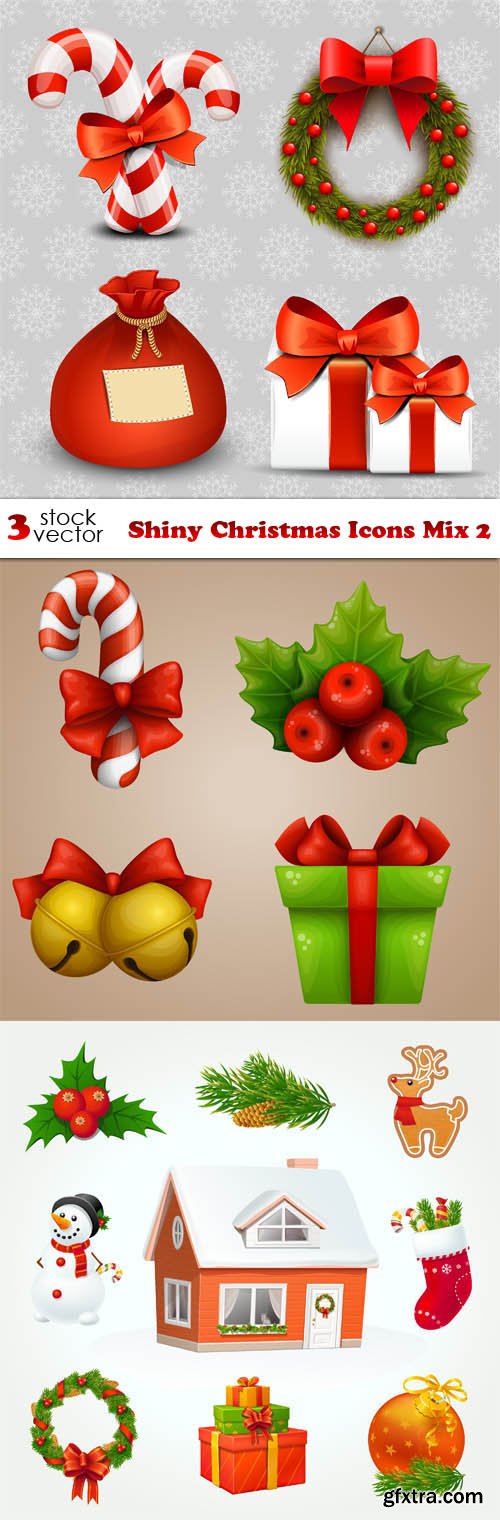 Vectors - Shiny Christmas Icons Mix 2