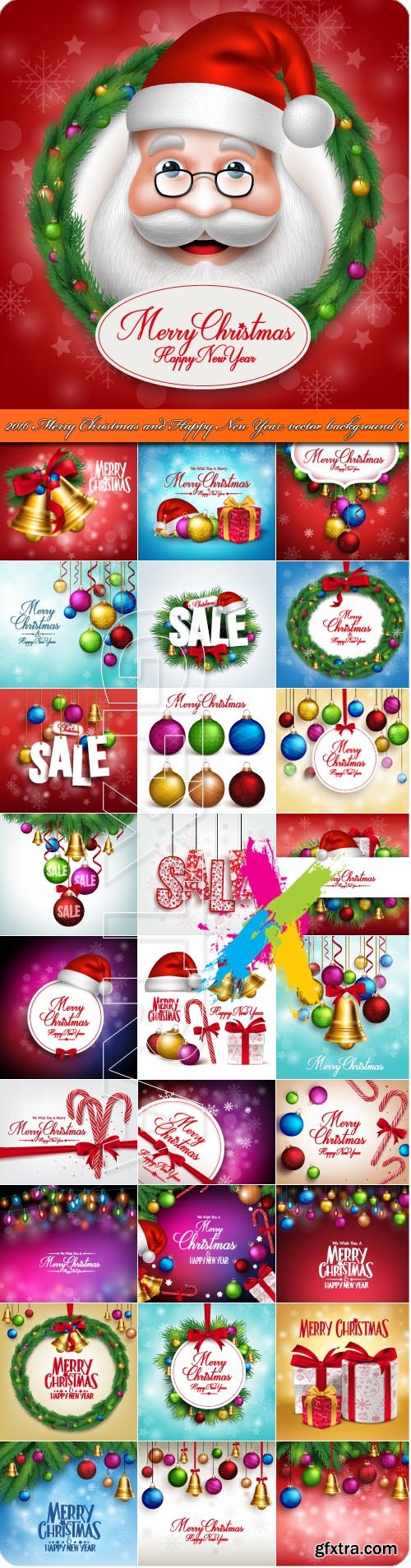 2016 Merry Christmas and Happy New Year vector background 6