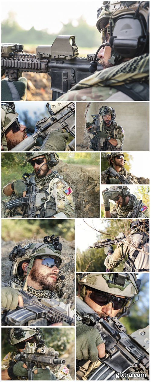 American Soldier aiming his rifle