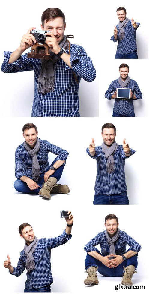 Young business man on white background