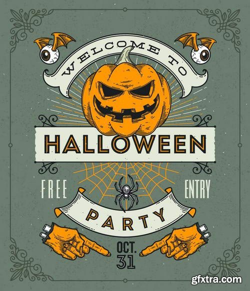 Vintage Halloween Party Posters 7xEPS