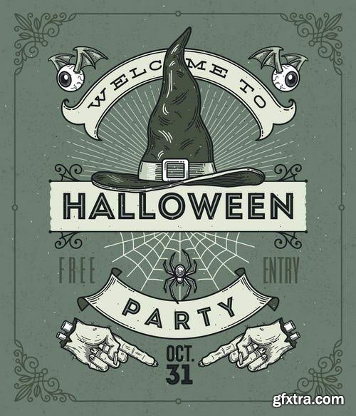 Vintage Halloween Party Posters 7xEPS