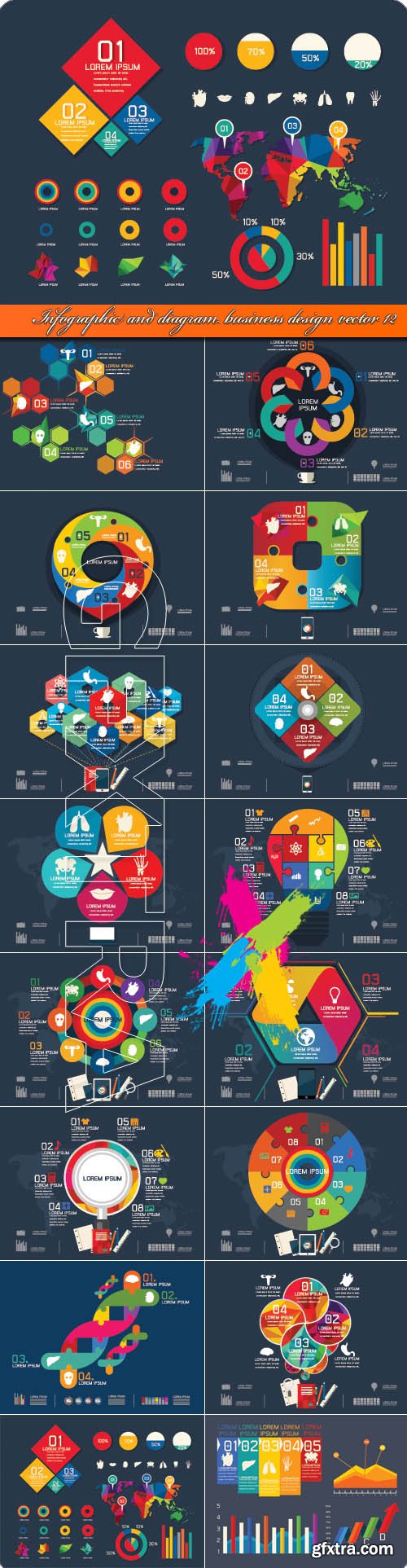 Infographic and diagram business design vector 12