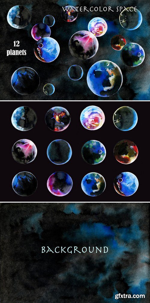 CM - Watercolor space. 12 planets 409893